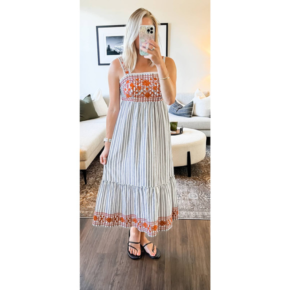 kate spade Dresses & Skirts - Kate Spade Broome Street Embroidered Stripe Maxi Dress Size S